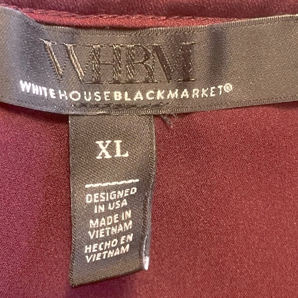 White House Black Market Red Ruched Ruffled Blouse NWOT - Picture 6 of 6